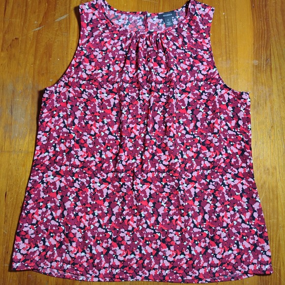 Halogen Women's Sleeveless Blouse Top Floral Print Red Pink Black, Career Casual - Picture 1 of 5